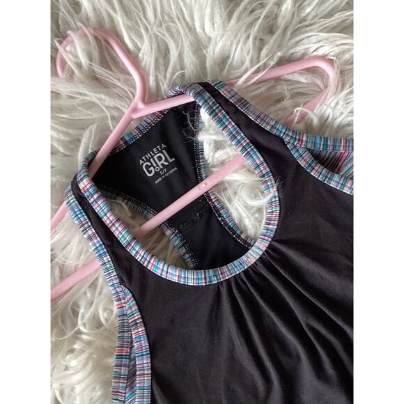 Athleta Girl Tennis Running Athletic Bra Tank Shirt Sports Black Size Small/7 - Picture 2 of 7